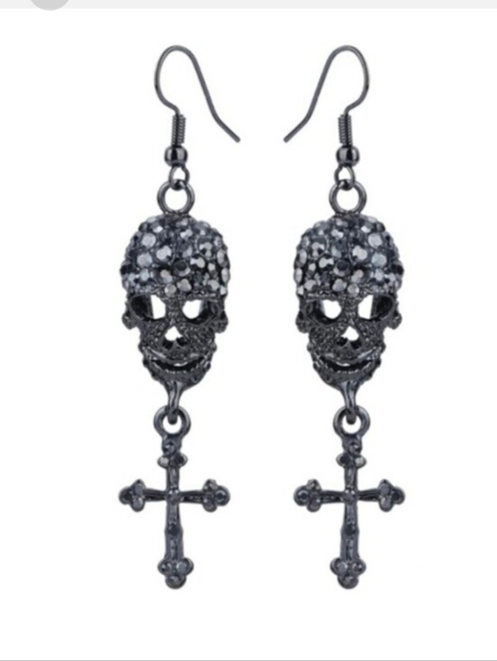Eye candy scull cross dangle earrings